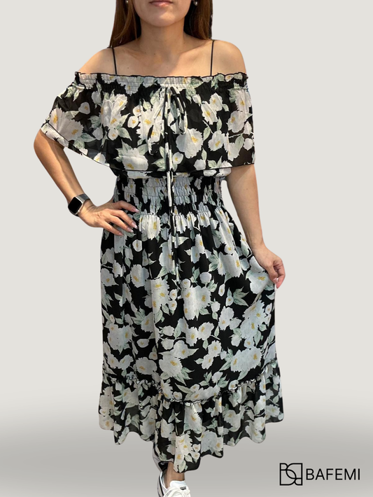 Monochrome Bloom Dress
