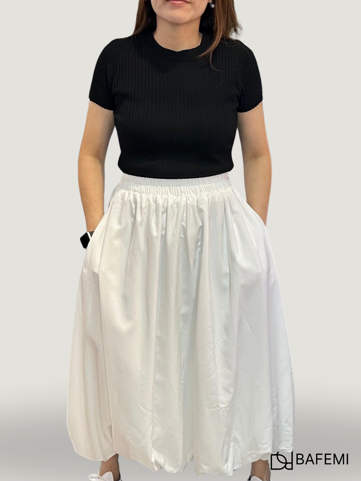 Bubble Hem Gathered Skirt