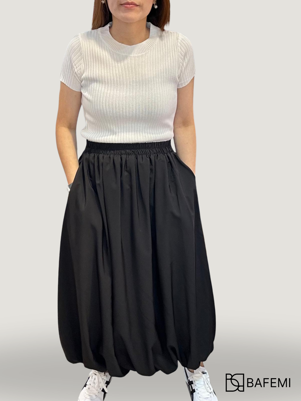Bubble Hem Gathered Skirt