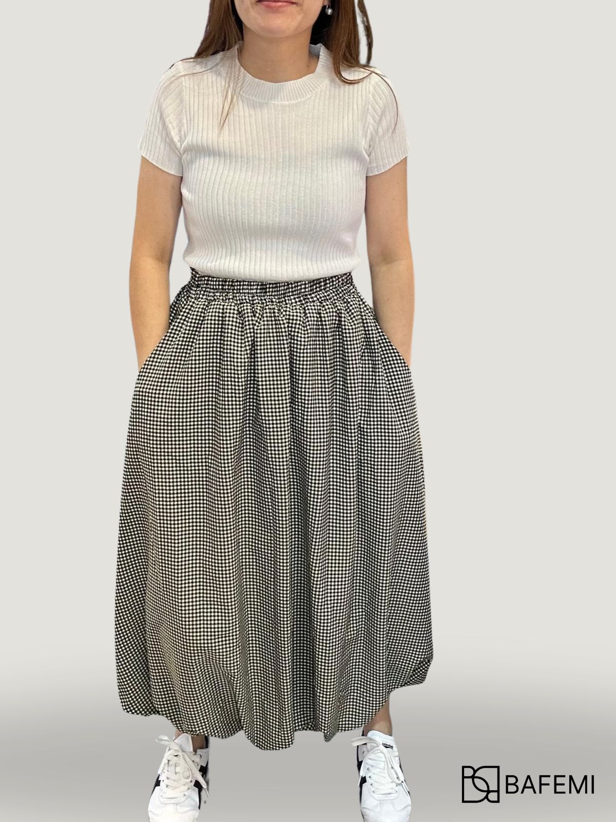 Bubble Hem Gathered Skirt