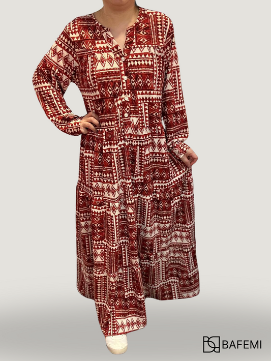 Red Tribal Print Dress